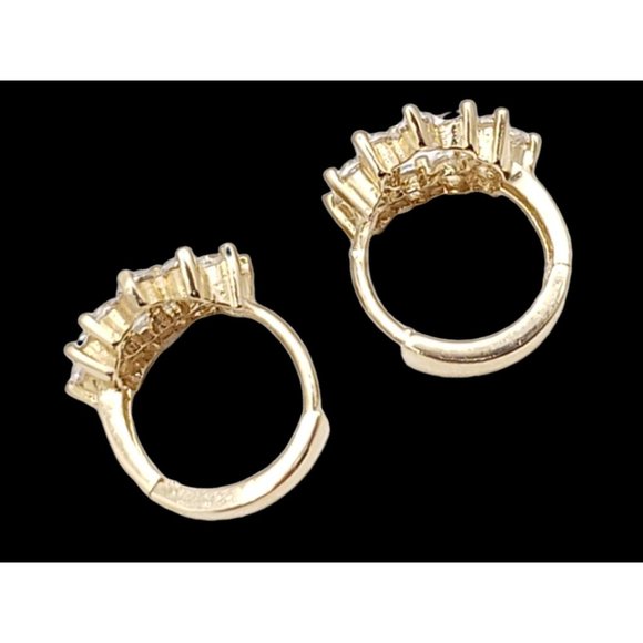 14k REAL GOLD Fancy Heart CZ Earrings - Picture 12 of 12